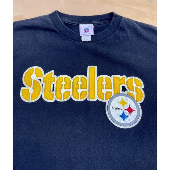 VINTAGE Long Sleeve NFL Pittsburgh Steelers Print Cotton Sweater Men Blue 21X28 - Picture 3 of 10